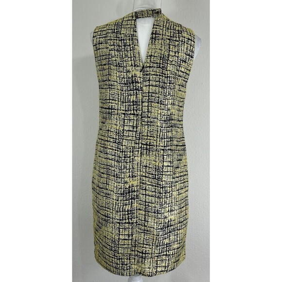 Frnch Yellow & Black Sleeveless Tweed Dress Size Medium (4/6) - Picture 4 of 12